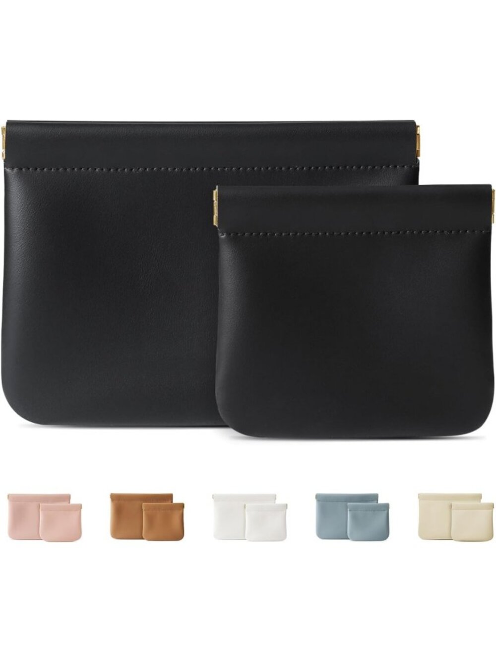Set of 2 Small Cosmetic Bags for Purse, Travel Makeup Pouches, Black